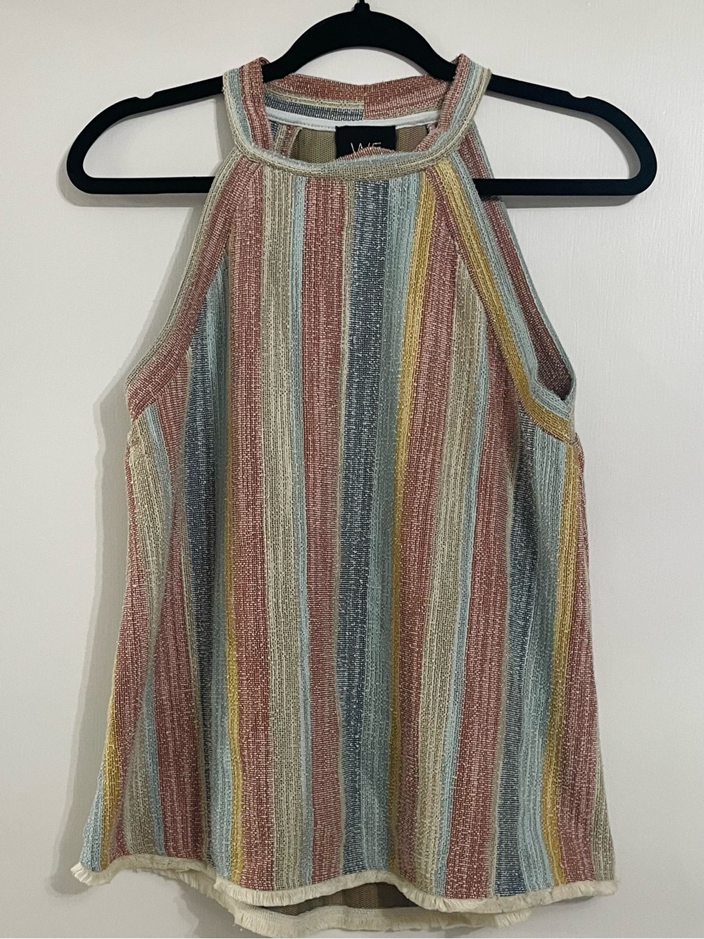 W5 Striped Halter Tank Top in Blue, Pink, Cream & Yellow